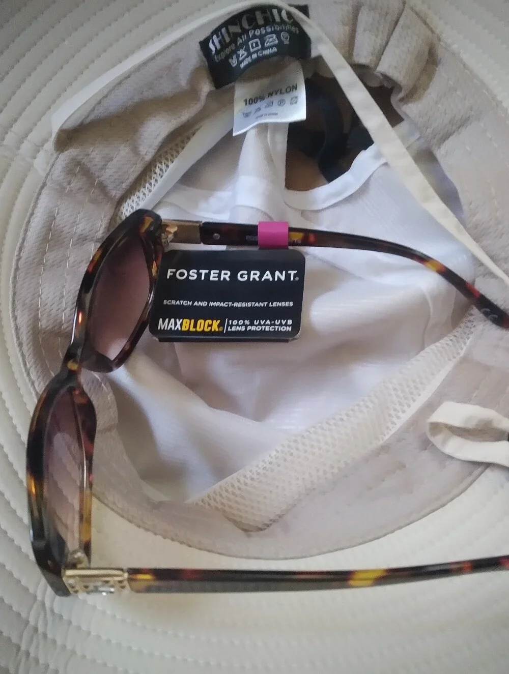 Summer Set.. Wide-Brim Sun Hat Plus Foster Grant Maxblock Nwt Sun glasses